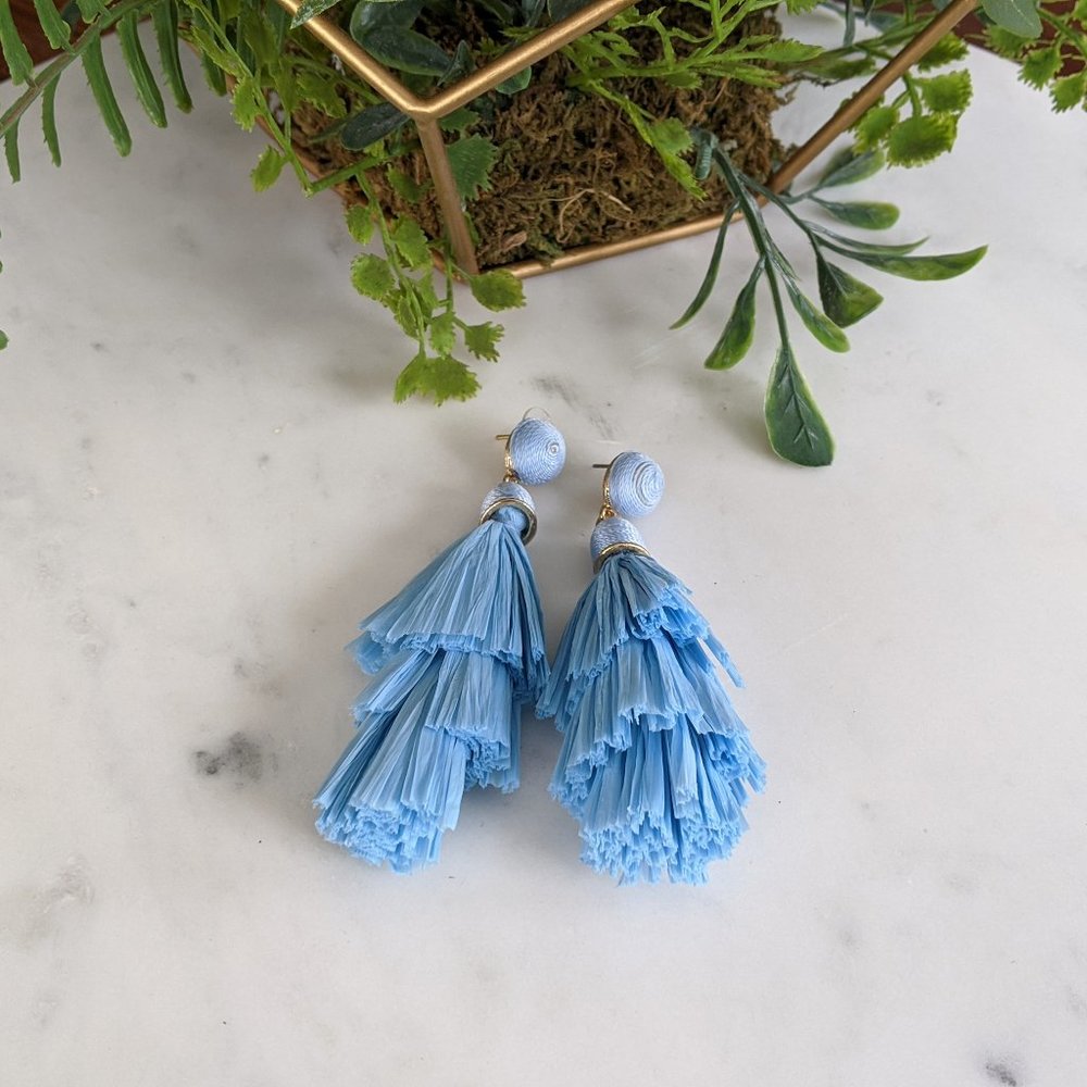 4/$15 Straw Tiered Tassel Earrings